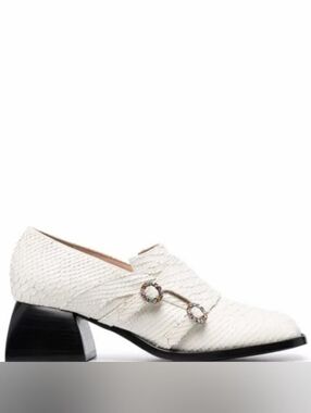 Nodaleto Bulla Lulu Ivory Reptile Heeled Loafers